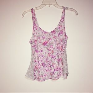 Floral tank top with lace design